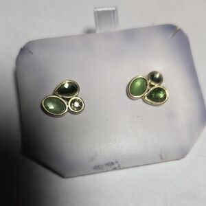 Elegant Green Stone Stud Earrings